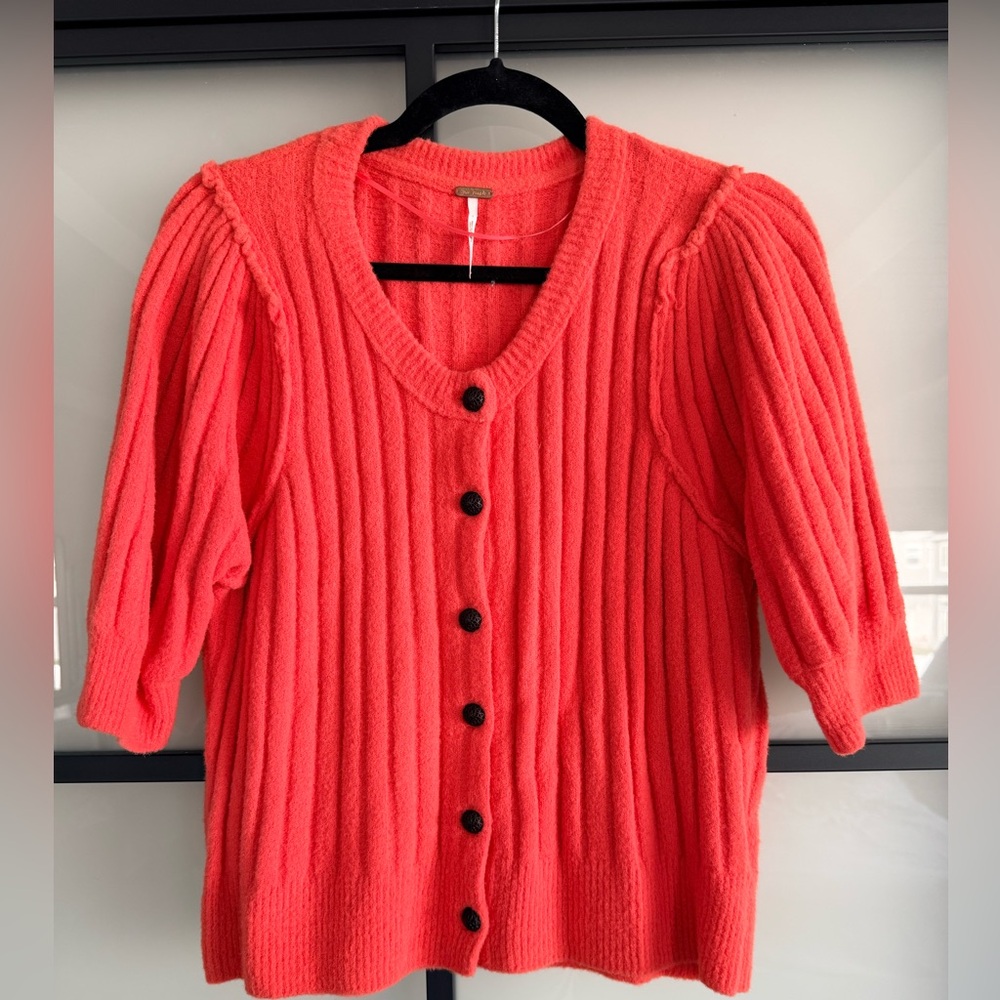 We The Free Vibrant Coral Cardigan